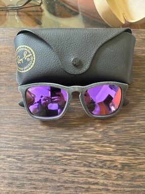 Ray-Ban Grey Velvet Frame Sunglasses with Purple Mirrored Lenses